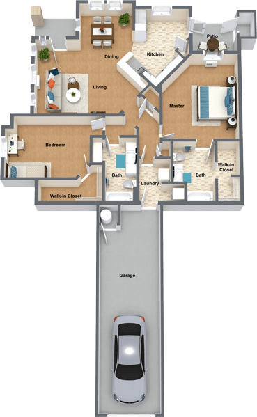 Tarrango Floor Plan 1,255 Sq.Ft. at The Reserve At Shelley Lake Apartments, Spokane Valley, WA