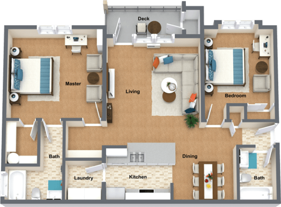 Willamette Floor Plan 1,080 Sq.Ft. at The Reserve At Shelley Lake Apartments, Washington, 99037