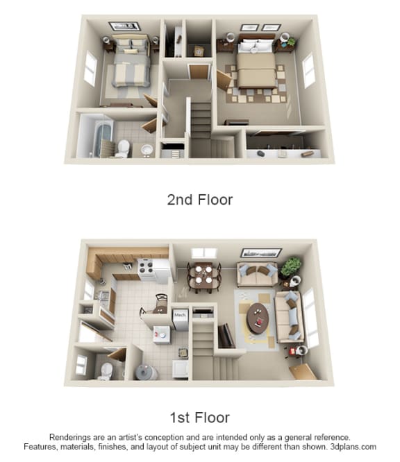 Floor Plan Two Bedroom Townhome
