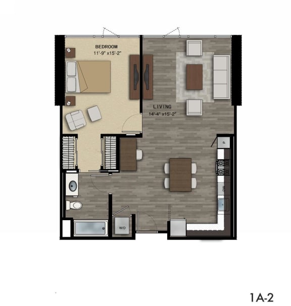 One Bedroom Floor Plan at F11 Luxury Apartments in San Diego, CA