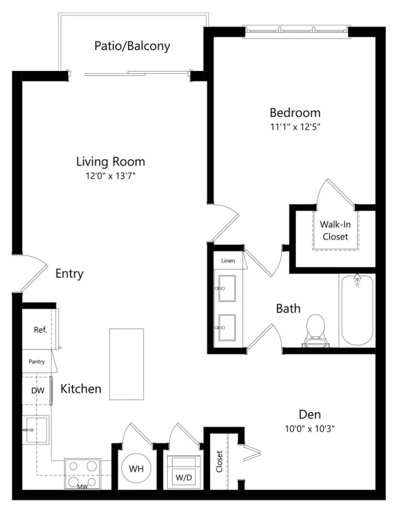 One Bedroom Floor Plan at Azura Luxury Apartments in Kendall FL