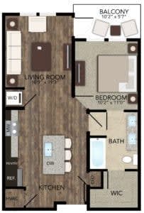 The Carruth II floor plan does not include a walk in closet in the bedroom.