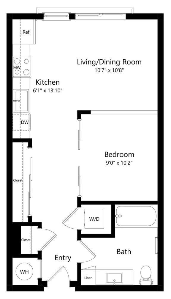 Studio Floor Plan at Grady Square Luxury Apartments in Tampa FL