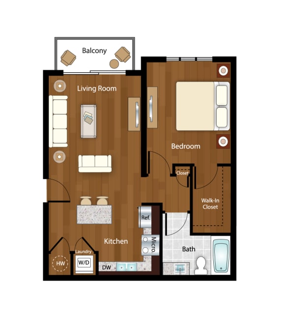 One Bedroom Floor Plan at Palm Ranch Luxury Apartments in Davie, FL