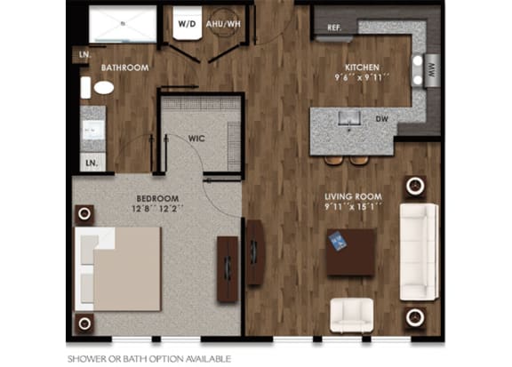 One Bedroom Floor Plan at The Morgan Luxury Apartments in Orlando, FL