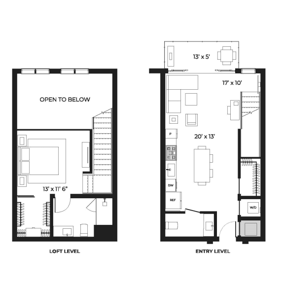 Bi-Level Loft 950 Floor Plan | SLZ Atlanta