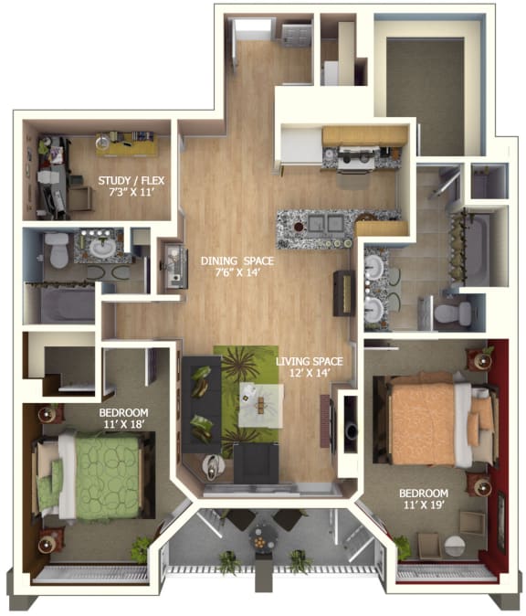 E3 Floor Plan | 1600 Glenarm