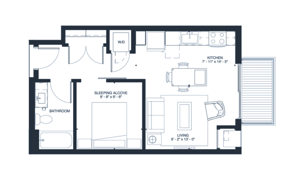 Crosby - Studio & 1 Bathroom Floor Plan At Revel Apartments