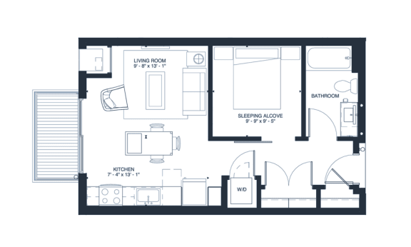 Lennon - Studio & 1 Bathroom Floor Plan At Revel Apartments
