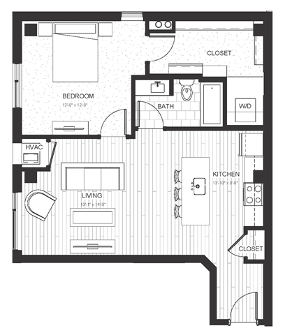 A4 - One Bedroom &amp; One Bathroom Floor Plan At Boutique 28 Apartments In Minneapolis, MN