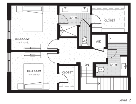 C3  - Two Bedroom &amp; Two And A Half Bathroom Floor Plan At Boutique 28 Apartments In Minneapolis, MN