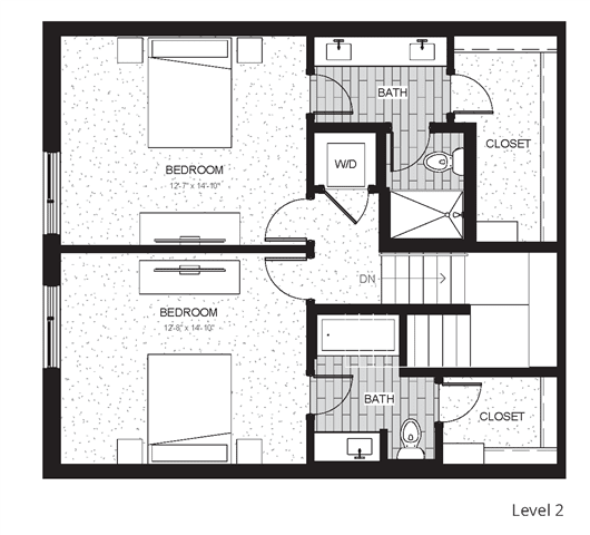C6  - Two Bedroom &amp; Two And A Half Bathroom Floor Plan At Boutique 28 Apartments In Minneapolis, MN