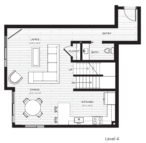 Two Bedroom &amp; Two And A Half Bathroom Floor Plan At Boutique 28 Apartments In Minneapolis, MN