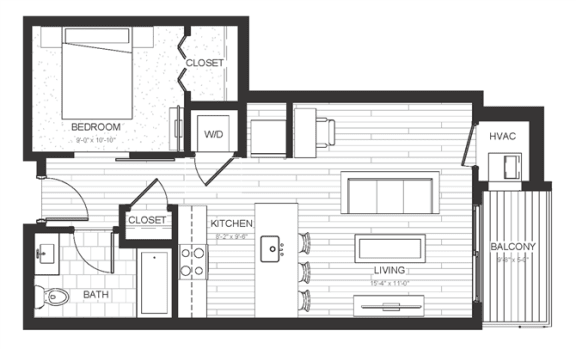 S3 - Studio &amp; One Bathroom Floor Plan At Boutique 28 Apartments In Minneapolis, MN
