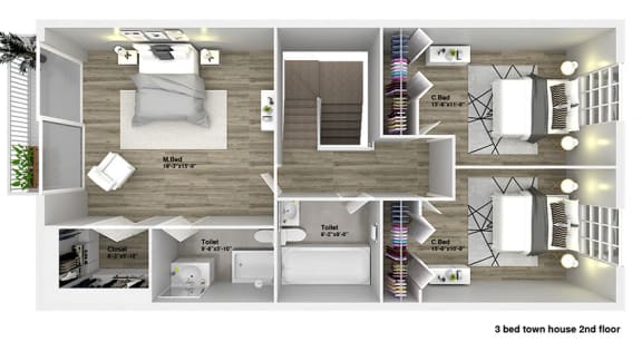 3 bedroom floor plan D at Piper Village West, Florida