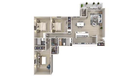 3 bed 2 bath floor plan B 3 bed 2 bath floor plan B at The Glendale Residence Apartments, Lanham