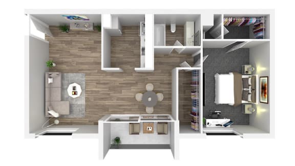 1 bed 1 bathroom floor planat Andrews Ridge Apartments, Maryland