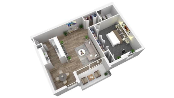 1 bed 1 bathroom floor plan A at Andrews Ridge Apartments, Maryland, 20746