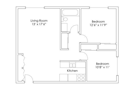 Floor Plan  Arcata Apartments Eagan MN 2 Bedroom 1 Bath Apartment
