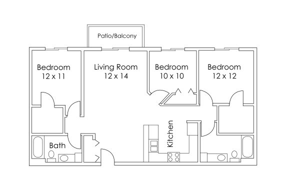 Floor Plan  Evergreen Apartments Isanti MN 3 Bedroom 2 Bath Apartment