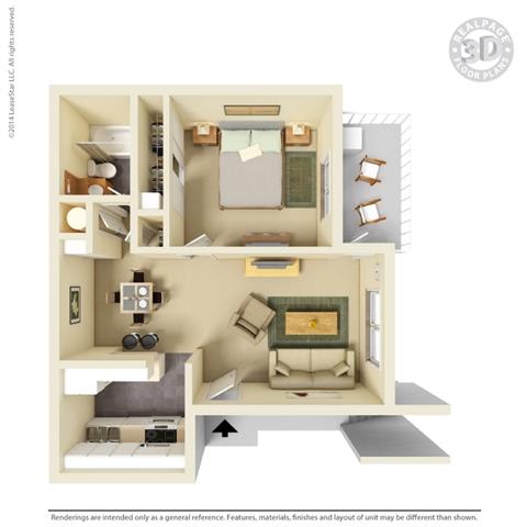 1 Bedroom Floor Plan at Clayton Creek Apartments, California, 94521