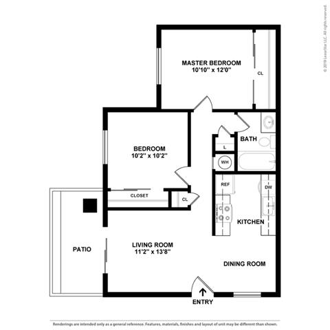 2d Floor Layout at Clayton Creek Apartments, Concord, CA, 94521