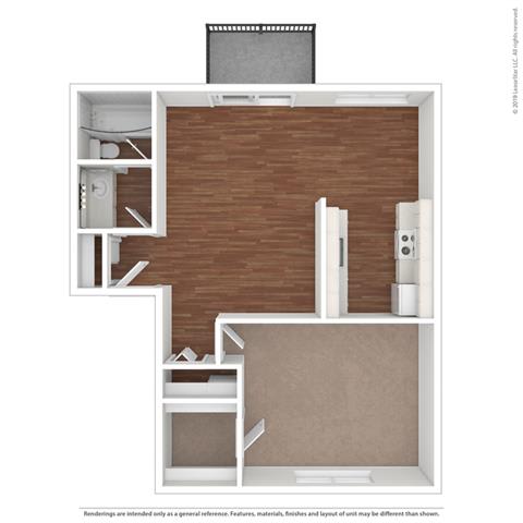 1 Bedroom Floor Plan at Fairmont Apartments, Pacifica, 94044