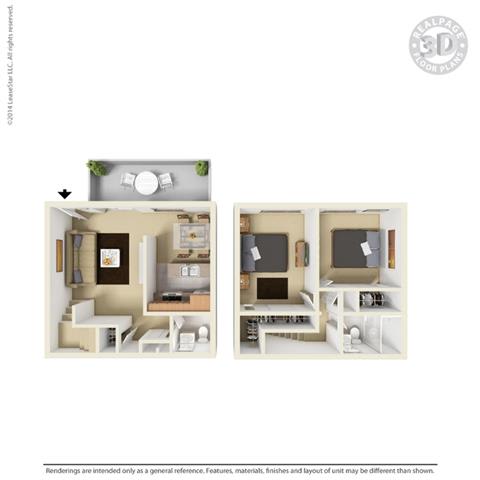 3d floor plan 3d floor plan at Fairmont Apartments, California