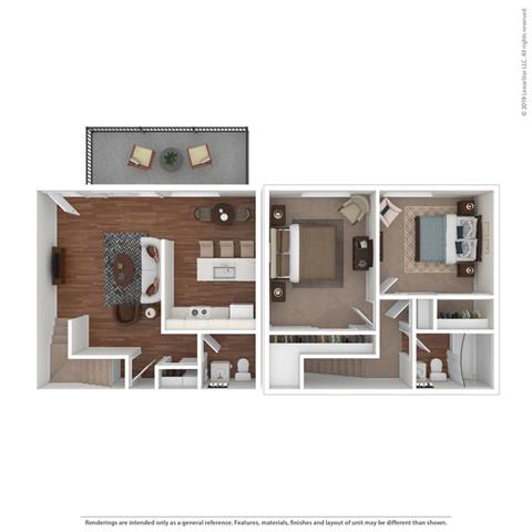 2 bed layout 2 bed layout at Fairmont Apartments, Pacifica, California