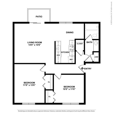 2d 2 bed layout 2d 2 bed layout at Fairmont Apartments, Pacifica