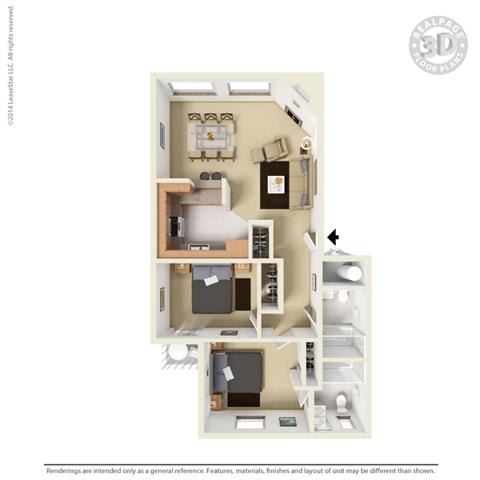 2 Bedroom 2 Bathroom Floor Plan 2 Bedroom 2 Bathroom Floor Plan at Cypress Landing, Salinas, CA