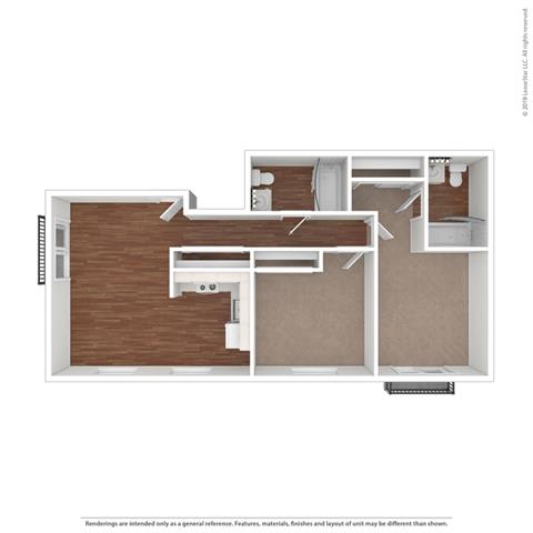 Two Bed Two Bath Floor Plan at Cypress Landing, California