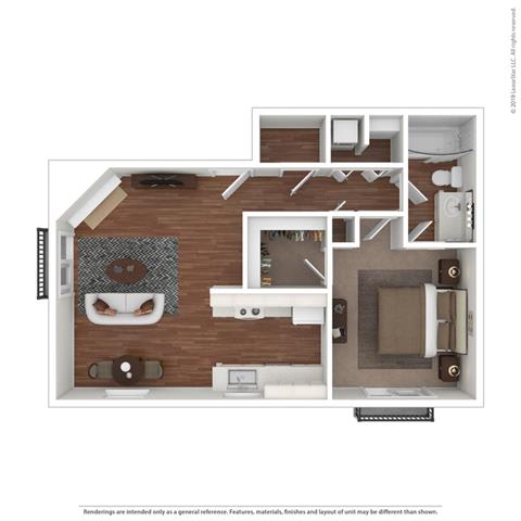 One Bedroom One Bath Floor Plan One Bedroom One Bath Floor Plan at Cypress Landing, Salinas