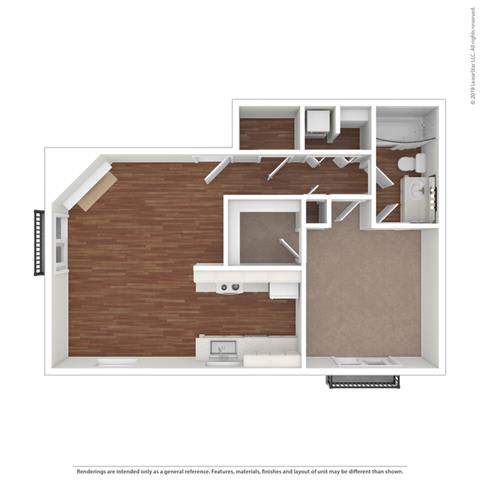 One Bed One Bath Floor Plan One Bed One Bath Floor Plan at Cypress Landing, Salinas, California