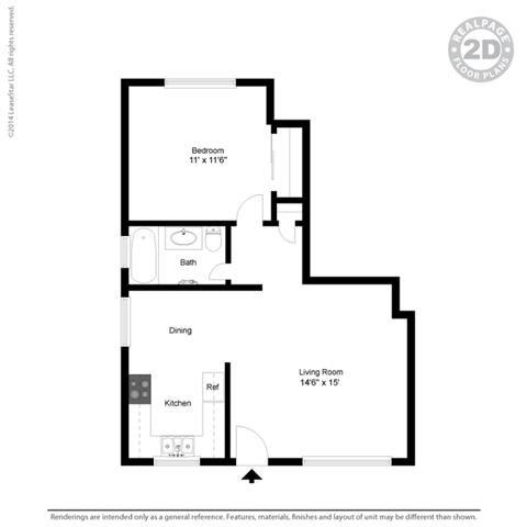 2D Floor Plan at Colonial Garden Apartments, California