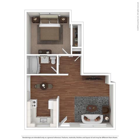 1 Bedroom 1 Bathroom Floor Plan at Colonial Garden Apartments, San Mateo, 94401