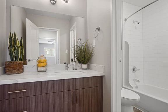 Bathroom With Bathtub at Fairmont Apartments, Pacifica, 94044