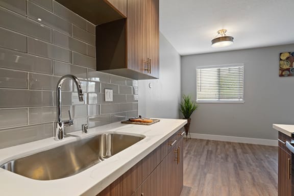 Double Stainless Steel Sink at Fairmont Apartments, Pacifica, California