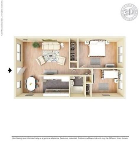 Monterey Pine Floor Plan Monterey Pine Floor Plan at Peninsula Pines Apartments, South San Francisco, California