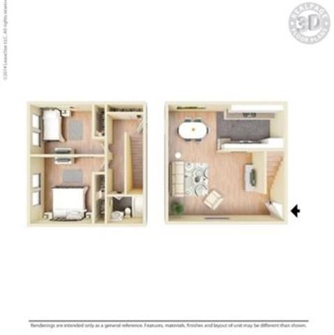 2 Bed 2 Bath Floor Plan 2 Bed 2 Bath Floor Plan at Peninsula Pines Apartments, California, 94080