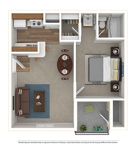 1 Bd 1 Ba The Madison 532 sq ft