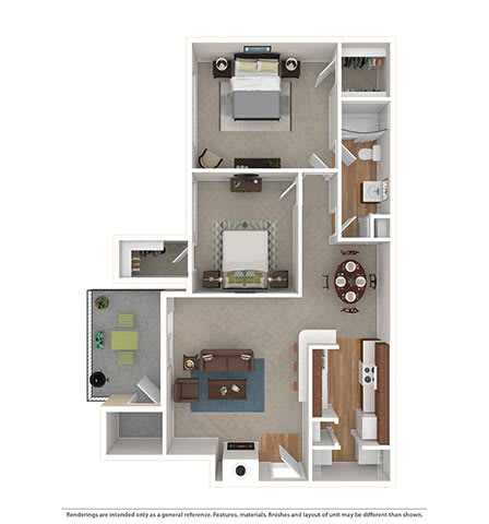 Floor Plan  2 Bd 1 Ba The Fairview 848 sq ft