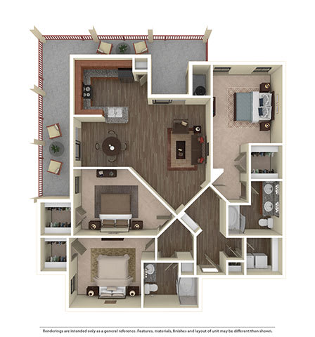 Floor Plan  3 Bd 2 Ba The Portofino SQFT 1364- Mira Loma
