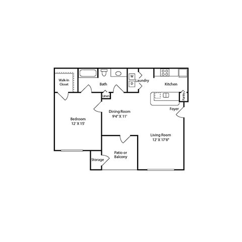 Floor Plan  1 Bd 1 Ba Mariner SQFT 794- Mansfield