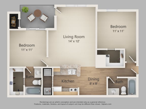 Beds:&#xA0;2, Baths:&#xA0;2, SQFT:&#xA0;988 - Atlantic Brookwood