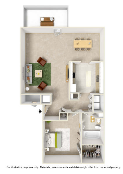 Floor Plan  1 Bd 1 Ba Hammond SQFT 861