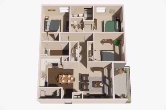 Floor Plan 3 Bedrooms, 2 Bathrooms