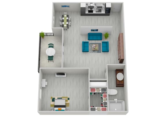 636 Square-Feet 1 Bedroom 1 Bath A Floor Plan Unit at Elite at Lakeview in College Park, GA