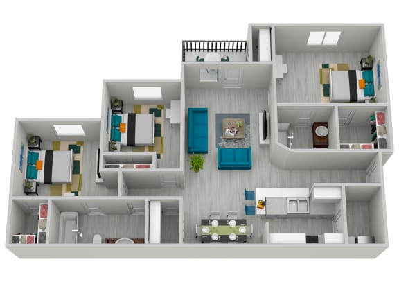 1275 Square-Feet 3 Bedroom Floor Plan at Heritage Hills, Commerce, GA