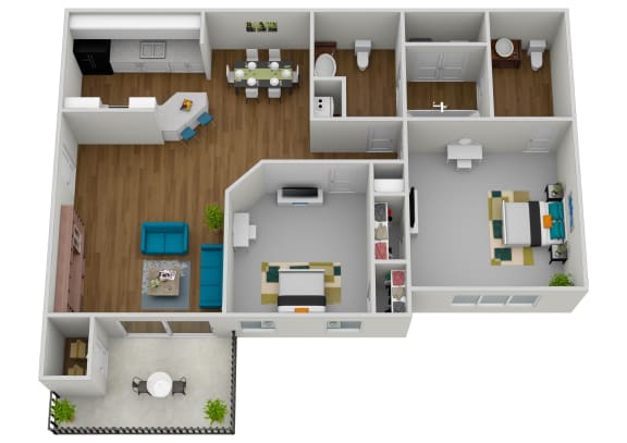 1106 Square-Feet 2 bed 2 bath floor plan A at The Park at 366, Cartersville, GA, 30120